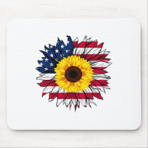 Amerikanische Flagge Sonnenblume 4. Juli Unabhängi Mousepad