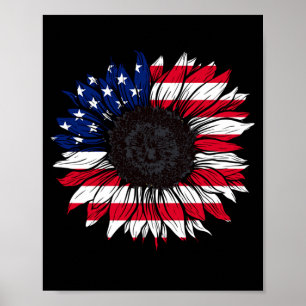 Amerikanische Flagge Sonnenblume 4. Juli Unabhängi Poster