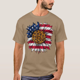 Amerikanische Flagge Sonnenblume 4. Juli Unabhängi T-Shirt