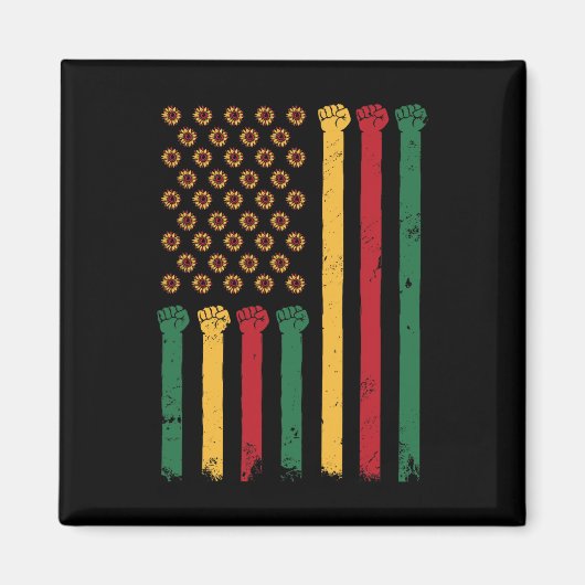 Amerikanische Flagge Sonnenblume Juneteenth Blm Bl Magnet (Vorne)