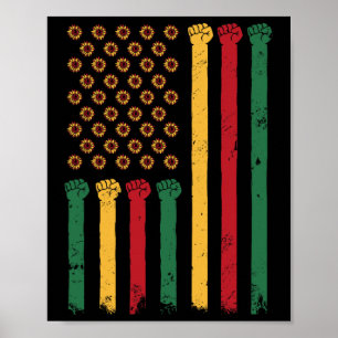 Amerikanische Flagge Sonnenblume Juneteenth Blm Bl Poster