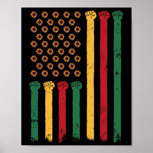 Amerikanische Flagge Sonnenblume Juneteenth Blm Bl Poster (Vorne)