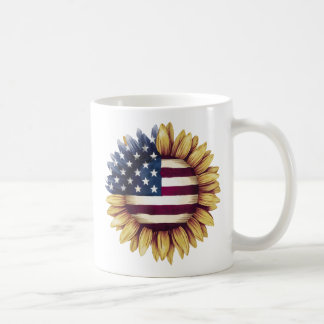 Amerikanische Flagge Sonnenblume Kaffeetasse