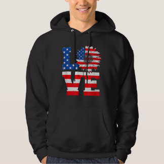 Amerikanische Flagge Sonnenblume Liebe 4. Juli Ind Hoodie