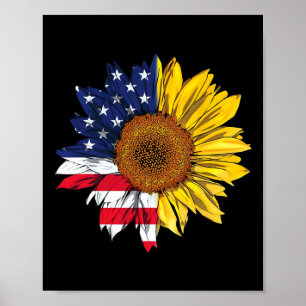 Amerikanische Flagge Sonnenblume Unabhängigkeit 4. Poster
