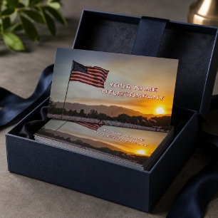 Amerikanische Flagge Sonnenuntergang Firmenname Vi Visitenkarte