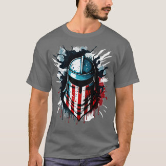 Amerikanische Flagge Spartan Helmet Veterans T Vie T-Shirt