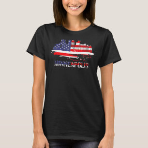 Amerikanische Flagge Stadtbild Minneapolis Minneso T-Shirt