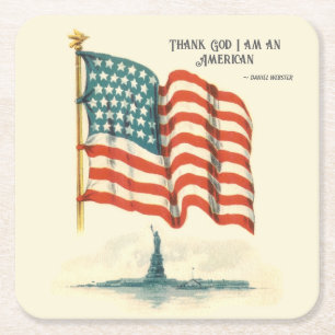 Amerikanische Flagge Statue of Liberty Rechteckiger Pappuntersetzer