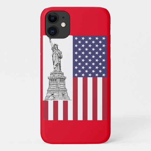 Amerikanische Flagge, Staute der Freiheit Case-Mate iPhone Hülle (Rückseite)