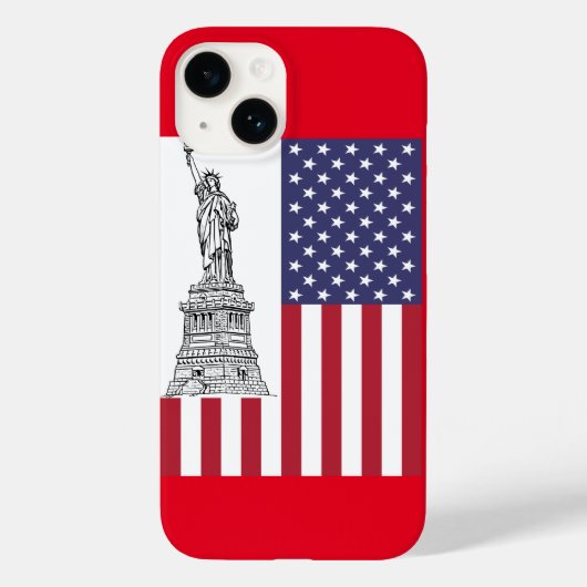 Amerikanische Flagge, Staute der Freiheit Case-Mate iPhone Hülle (Rückseite)