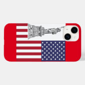 Amerikanische Flagge, Staute der Freiheit Case-Mate iPhone Hülle (Rückseite (Horizontal))