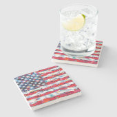 Amerikanische Flagge Steinuntersetzer (Seitenansicht)