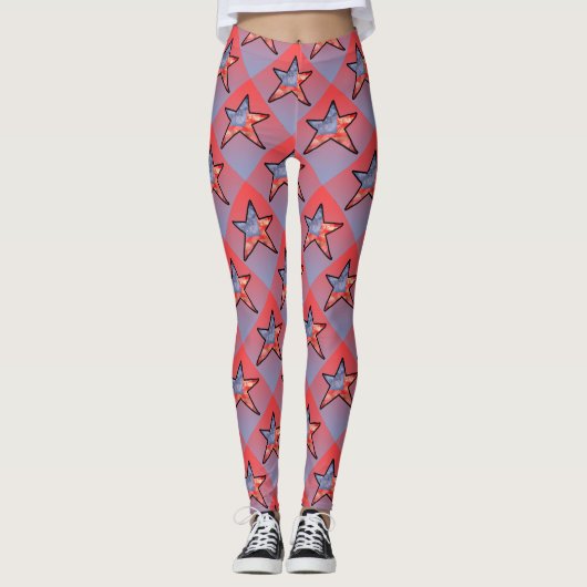 Amerikanische Flagge Stern Leggings (Vorderseite)