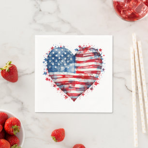 Amerikanische Flagge Sterne Streifen Herz Patrioti Serviette