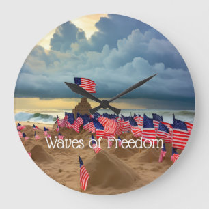 Amerikanische Flagge Strand Wanduhr-Patriotisch Kü Große Wanduhr