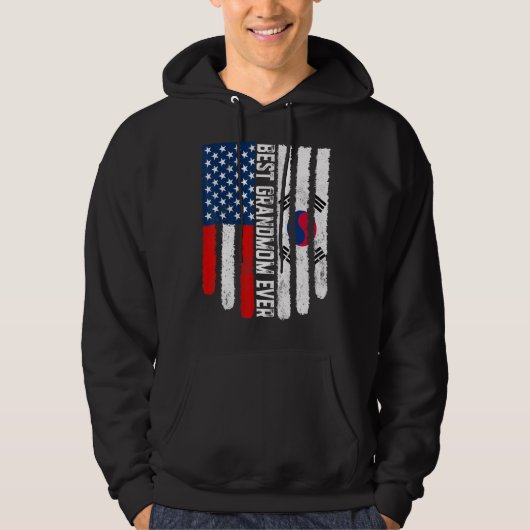 Amerikanische Flagge Südkorea Flagge Beste Großmut Hoodie (Vorderseite)