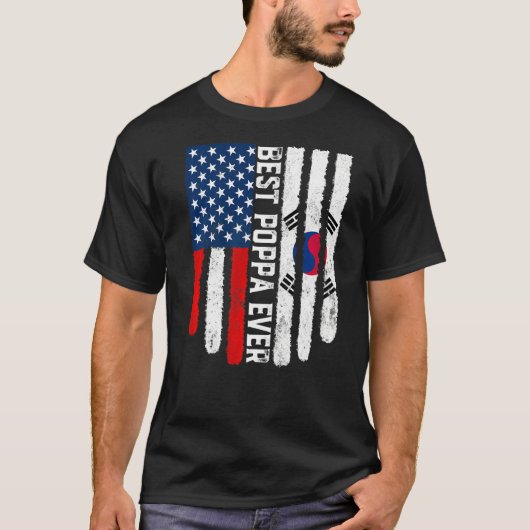 Amerikanische Flagge Südkoreas beste Poppa-Fahne j T-Shirt (Vorderseite)