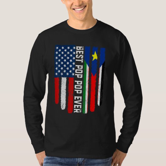 Amerikanische Flagge Südsudan Flag Bester Pop Pop  T-Shirt (Vorderseite)