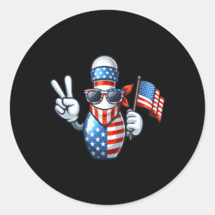 Amerikanische Flagge Sungles 4. Juli Bowler Runder Aufkleber