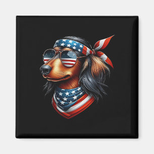 Amerikanische Flagge Sungles 4. Juli Dackel Magnet