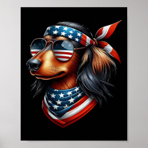 Amerikanische Flagge Sungles 4. Juli Dackel Poster