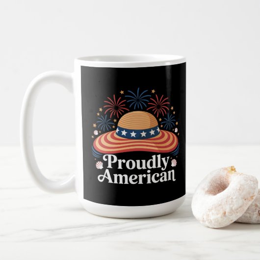 Amerikanische Flagge Sunhat - stolz amerikanisch Kaffeetasse (Mit Donut)