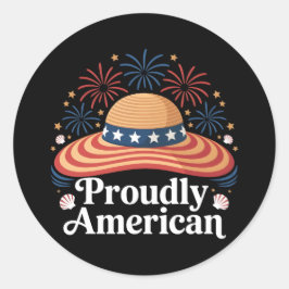 Amerikanische Flagge Sunhat - stolz amerikanisch Runder Aufkleber
