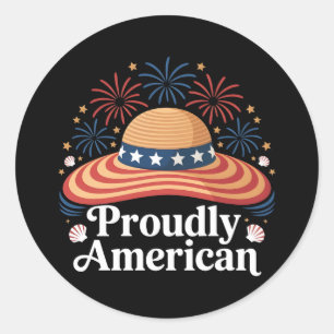 Amerikanische Flagge Sunhat - stolz amerikanisch Runder Aufkleber