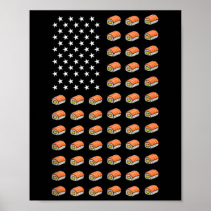Amerikanische Flagge Sushi Essen USA Patriotismus Poster