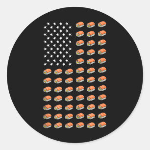 Amerikanische Flagge Sushi Essen Usa Patriotismus Runder Aufkleber
