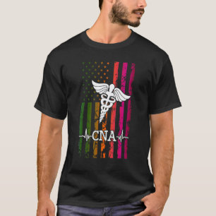 Amerikanische Flagge Tie Dye Cna Kostüm Krankenpfl T-Shirt