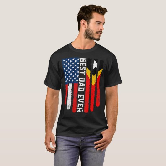 Amerikanische Flagge Timor-Leste Flagge Bester Vat T-Shirt (Vorne ganz)
