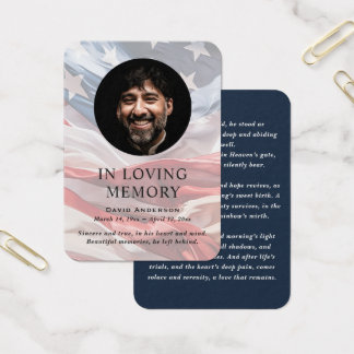Amerikanische Flagge Trauerfoto Gebets Karten