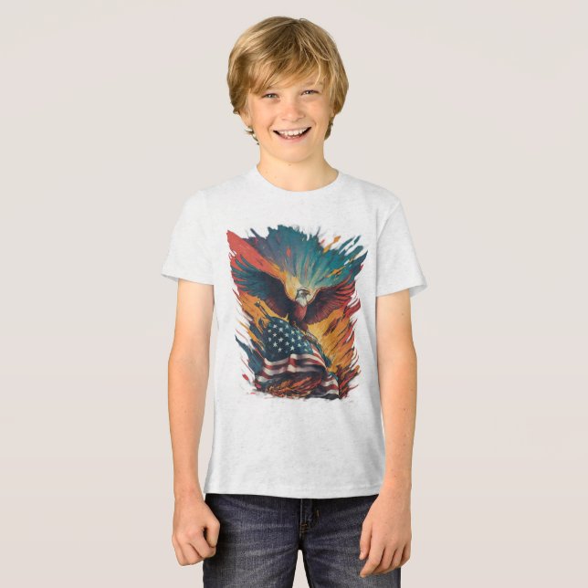 Amerikanische Flagge Tri-Blend Shirt (Vorderseite voll)