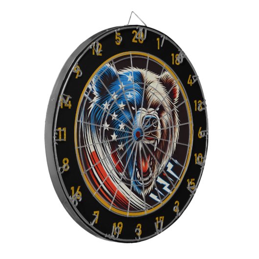 Amerikanische Flagge trifft Roaring Fury Dartscheibe (Vorderseite Links)