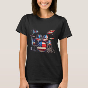 Amerikanische Flagge Trommel Drumset 4. Juli USA P T-Shirt