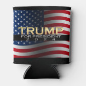 Amerikanische Flagge Trump 2024 Gold Patriotic Dosenkühler (Vorderseite)