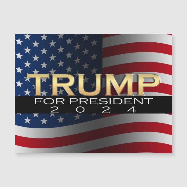 Amerikanische Flagge Trump 2024 Gold Patriotic Magnetkarte (Vorderseite)
