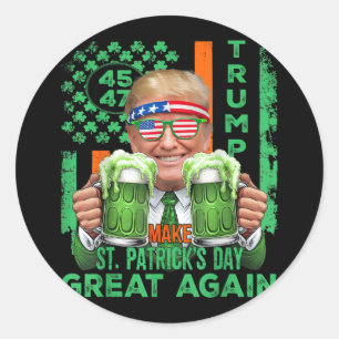 Amerikanische Flagge Trump macht St Patricks Day G Runder Aufkleber