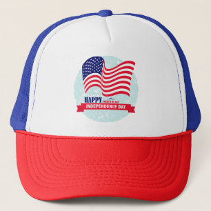 Amerikanische Flagge über Blauer Globe Truckerkappe