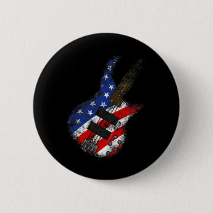 Amerikanische Flagge über Guitar Usa Unabhängigkei Button