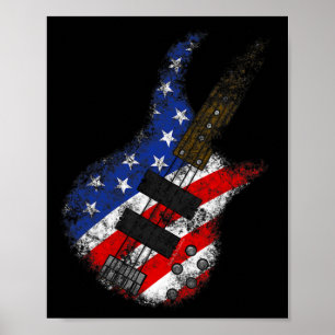 Amerikanische Flagge über Guitar Usa Unabhängigkei Poster