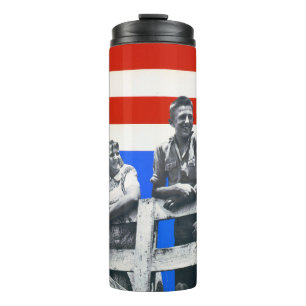 Amerikanische Flagge Unbearbeitete Vintage-Fotos U Thermosbecher
