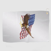 Amerikanische Flagge und Adler Golfhandtuch (Horizontal)
