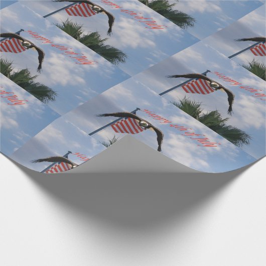 Amerikanische Flagge und Adler in Flug 4. Juli Geschenkpapier (Ecke)
