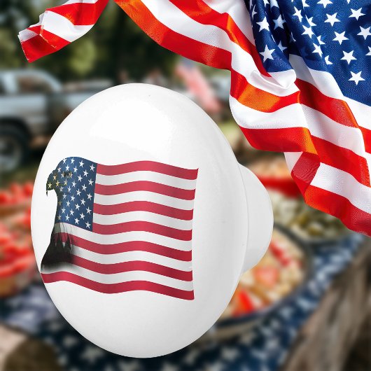 Amerikanische Flagge und Adler Keramikknauf