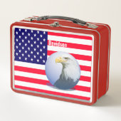 Amerikanische Flagge und Adler Metall Brotdose (Vorderseite)