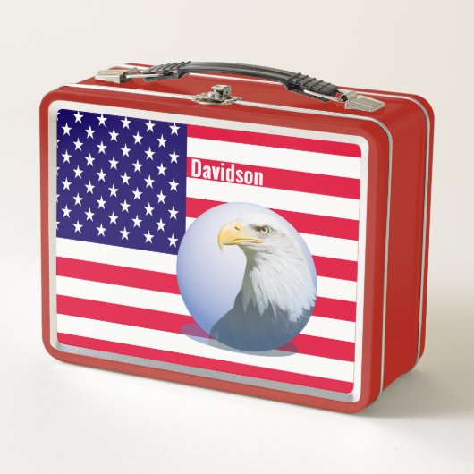 Amerikanische Flagge und Adler Metall Brotdose (Vorderseite)