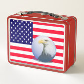 Amerikanische Flagge und Adler Metall Brotdose (Rückseite)